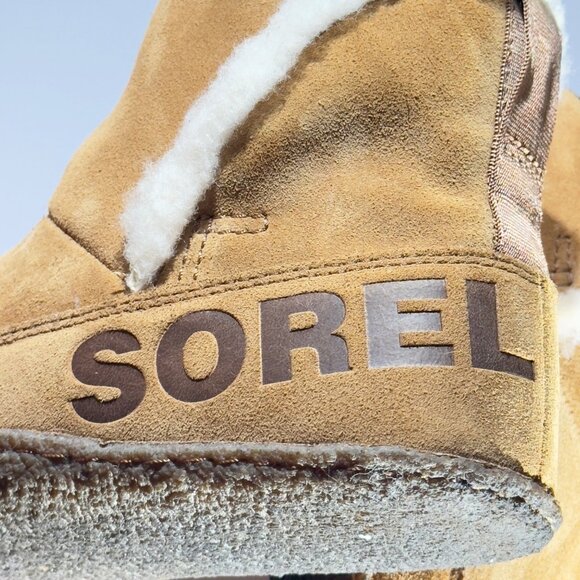 SOREL Women's Suede Ankle Booties Faux Shearling Lining Size 8.5 US EU 39.5 - Picture 8 of 11